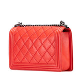 シャネル ボーイシャネル ココマーク チェーン ショルダーバッグ ハンドバッグ レッド シルバー ラムスキン レディース CHANEL 【中古】